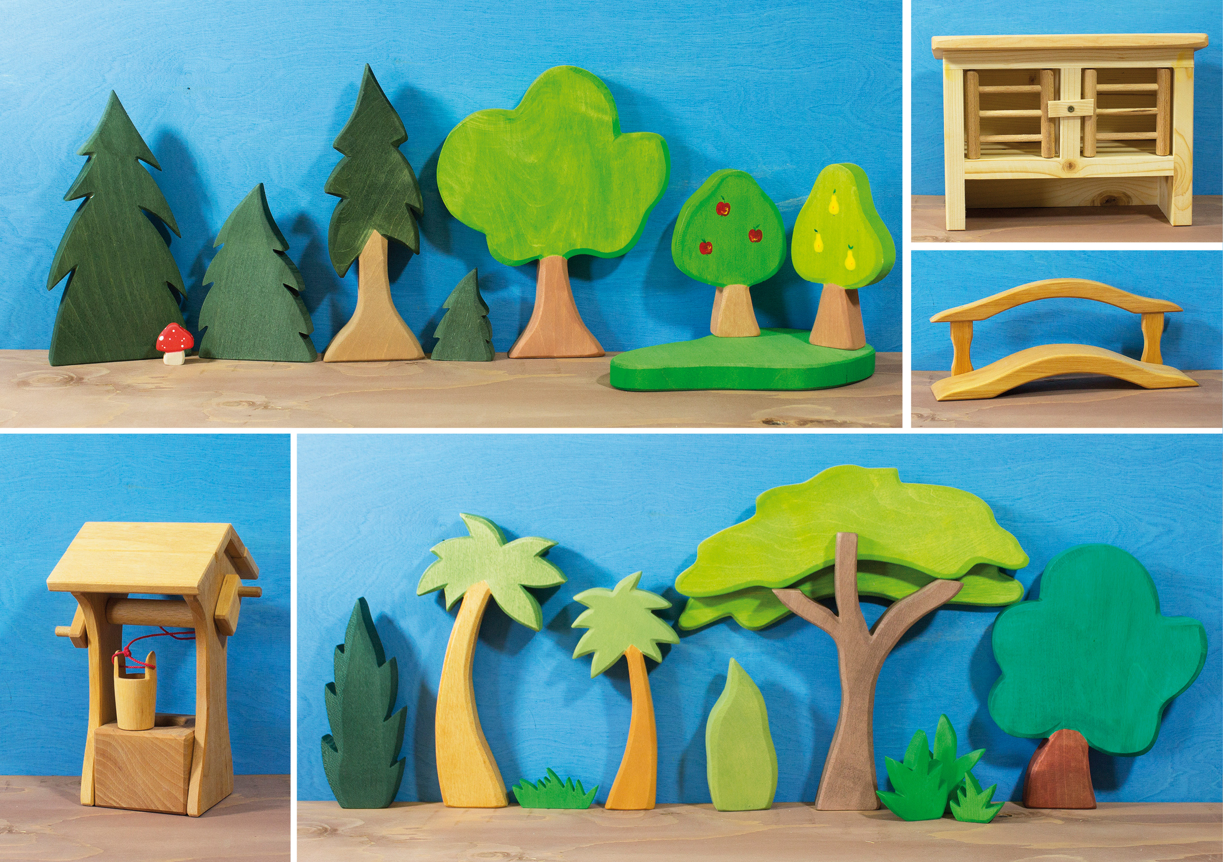 Holzspielzeug - Bäume und Büsche